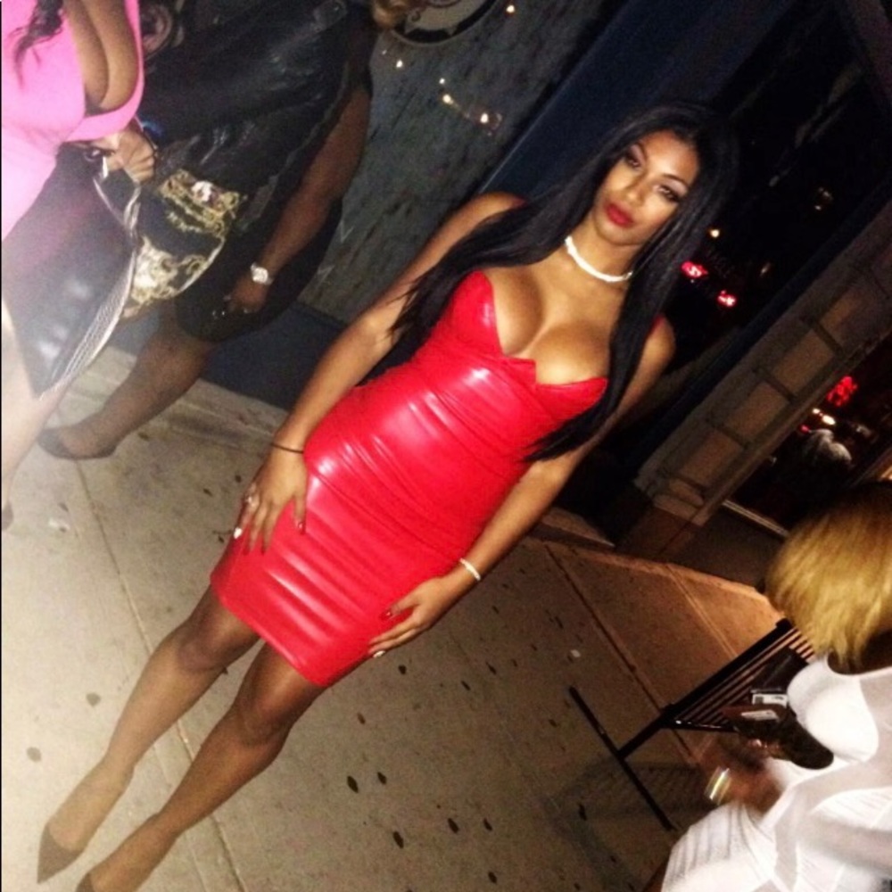 Red custom leatherette dress